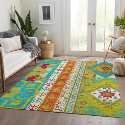 Premium Machine Washable Mayfield AMF1015 Teal 9' x 12' Rug