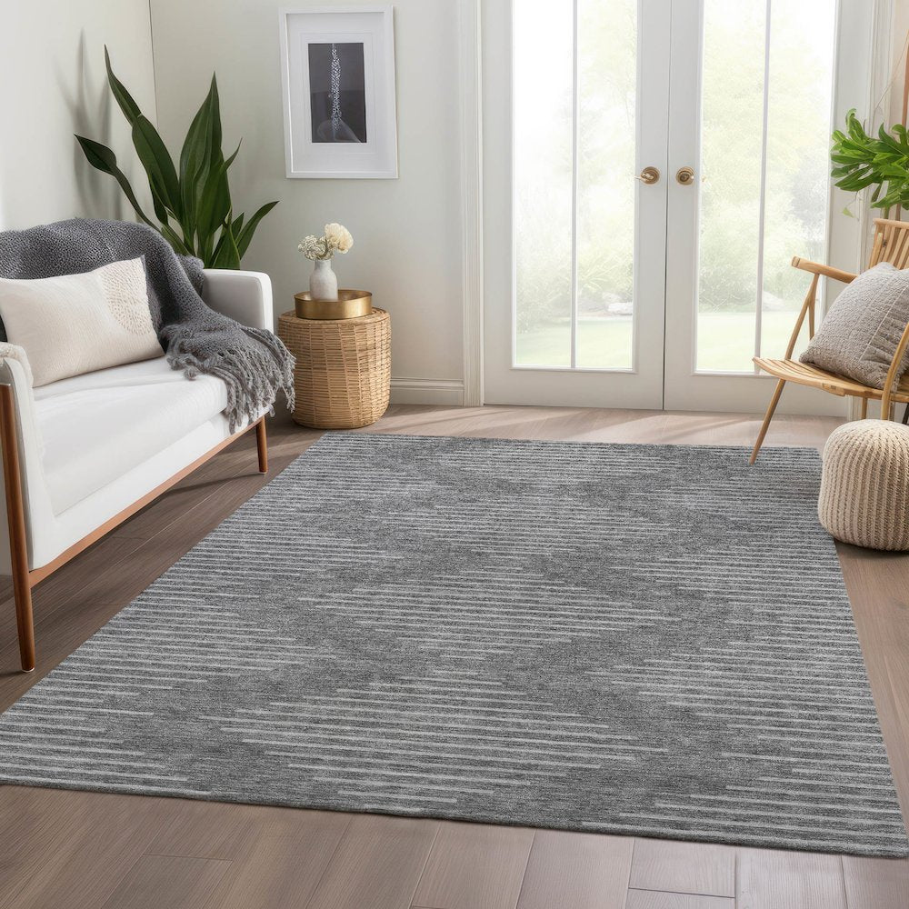 Premium Machine Washable Mayfield AMF1016 Charcoal 9' x 12' Rug