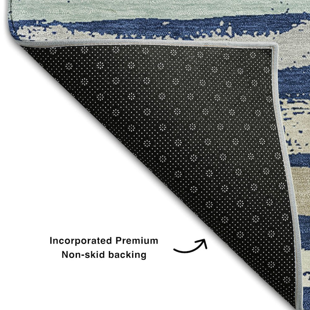 Premium Machine Washable Mayfield AMF1019 Navy 5' x 7'6" Rug
