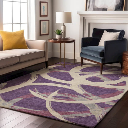 Premium Machine Washable Mayfield AMF1022 Purple 9' x 12' Rug