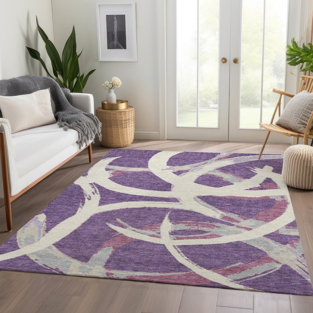 Premium Machine Washable Mayfield AMF1022 Purple 9' x 12' Rug