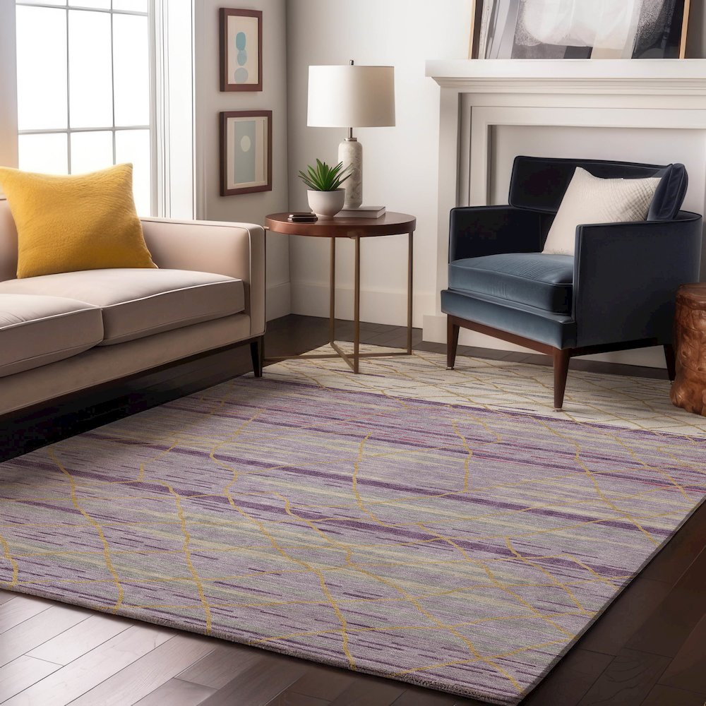 Premium Machine Washable Mayfield AMF1025 Purple 9' x 12' Rug