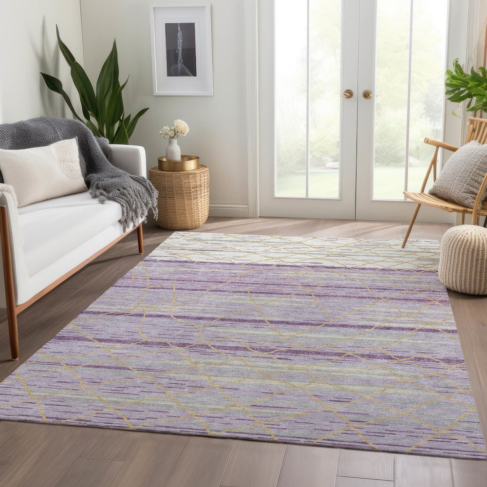 Premium Machine Washable Mayfield AMF1025 Purple 9' x 12' Rug