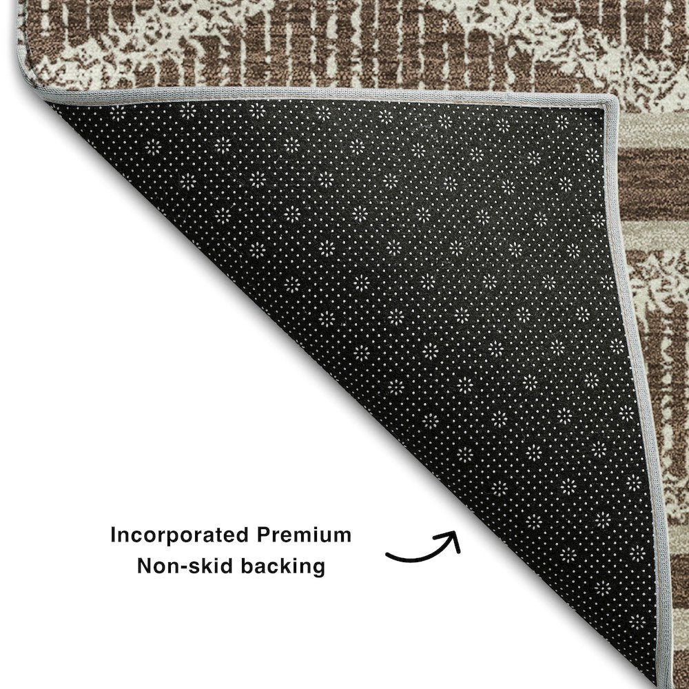 Premium Machine Washable Mayfield AMF1029 Brown 5' x 7'6" Rug