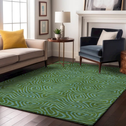 Premium Machine Washable Mayfield AMF1031 Green 9' x 12' Rug