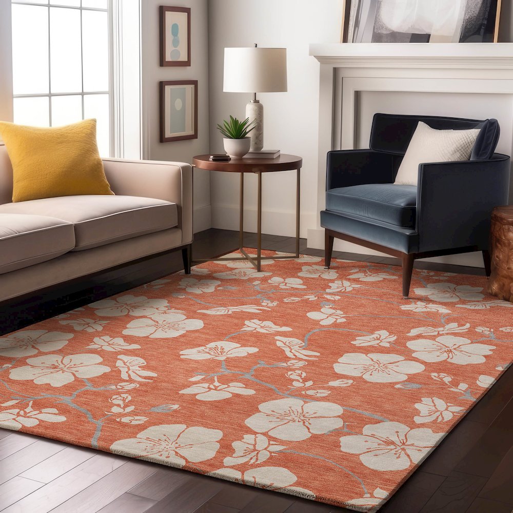 Premium Machine Washable Mayfield AMF1032 Coral 9' x 12' Rug