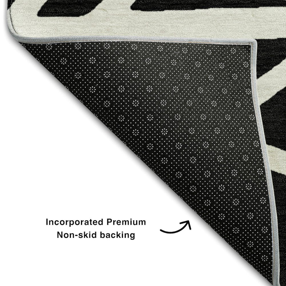 Premium Machine Washable Mayfield AMF1040 Black 5' x 7'6" Rug