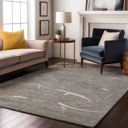 Premium Machine Washable Mayfield AMF1048 Gray 9' x 12' Rug