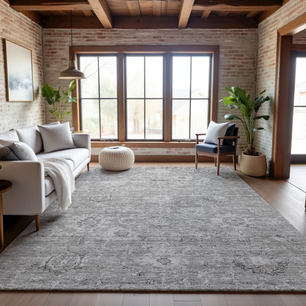 Premium Machine Washable Mayfield AMF1089 Gray 9' x 12' Rug
