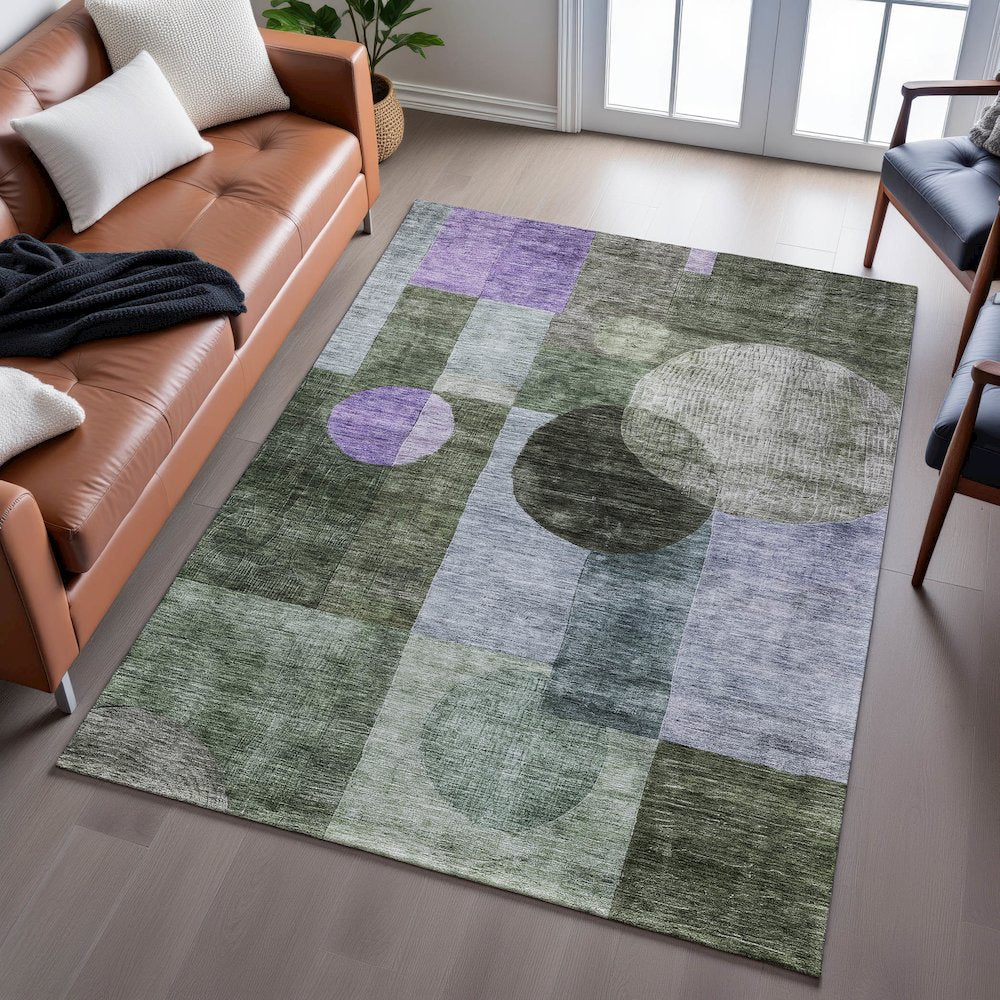 Premium Machine Washable Mayfield AMF1114 Olive 9' x 12' Rug
