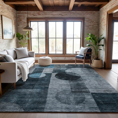 Premium Machine Washable Mayfield AMF1114 Teal 9' x 12' Rug