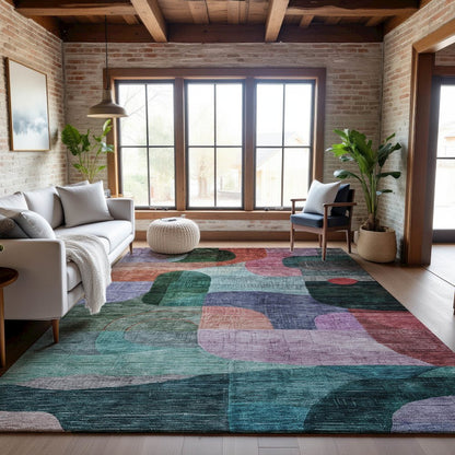 Premium Machine Washable Mayfield AMF1115 Green 9' x 12' Rug