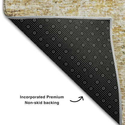 Premium Machine Washable Mayfield AMF1169 Gold 5' x 7'6" Rug