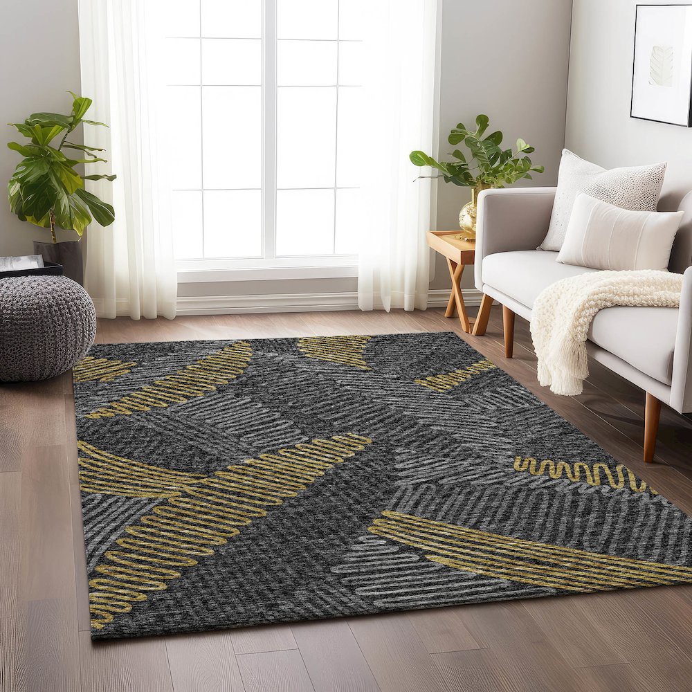 Premium Machine Washable Mayfield  Gray 9' x 12' Rug