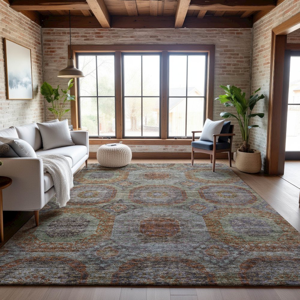 Premium Machine Washable Mayfield AMF1221 Paprika 9' x 12' Rug