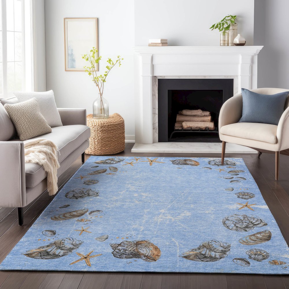 Premium Machine Washable Mayfield  Blue 9' x 12' Rug
