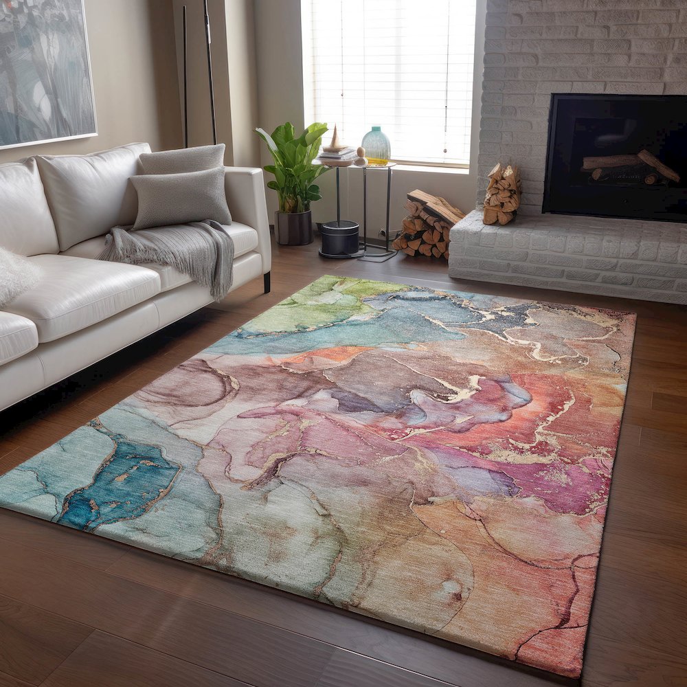 Premium Machine Washable Mayfield  Blue 9' x 12' Rug