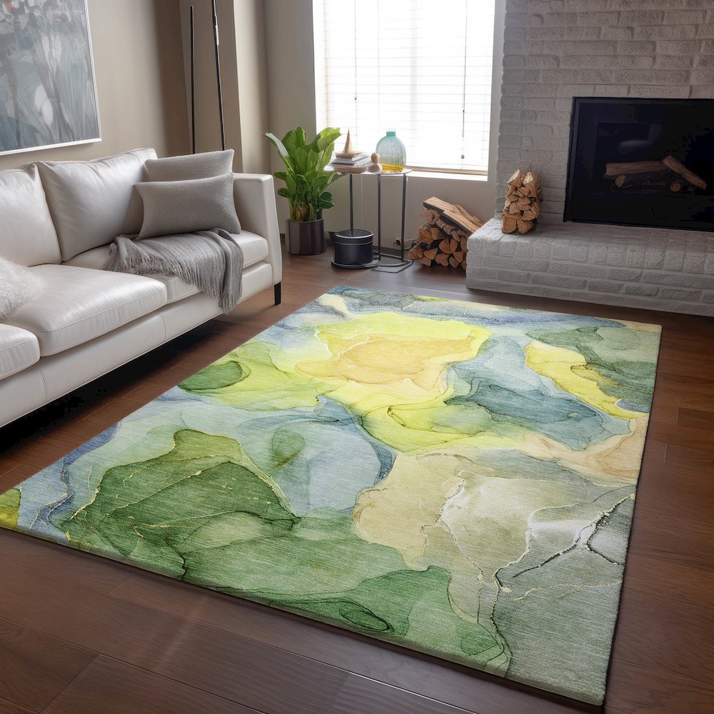 Premium Machine Washable Mayfield  Yellow 9' x 12' Rug