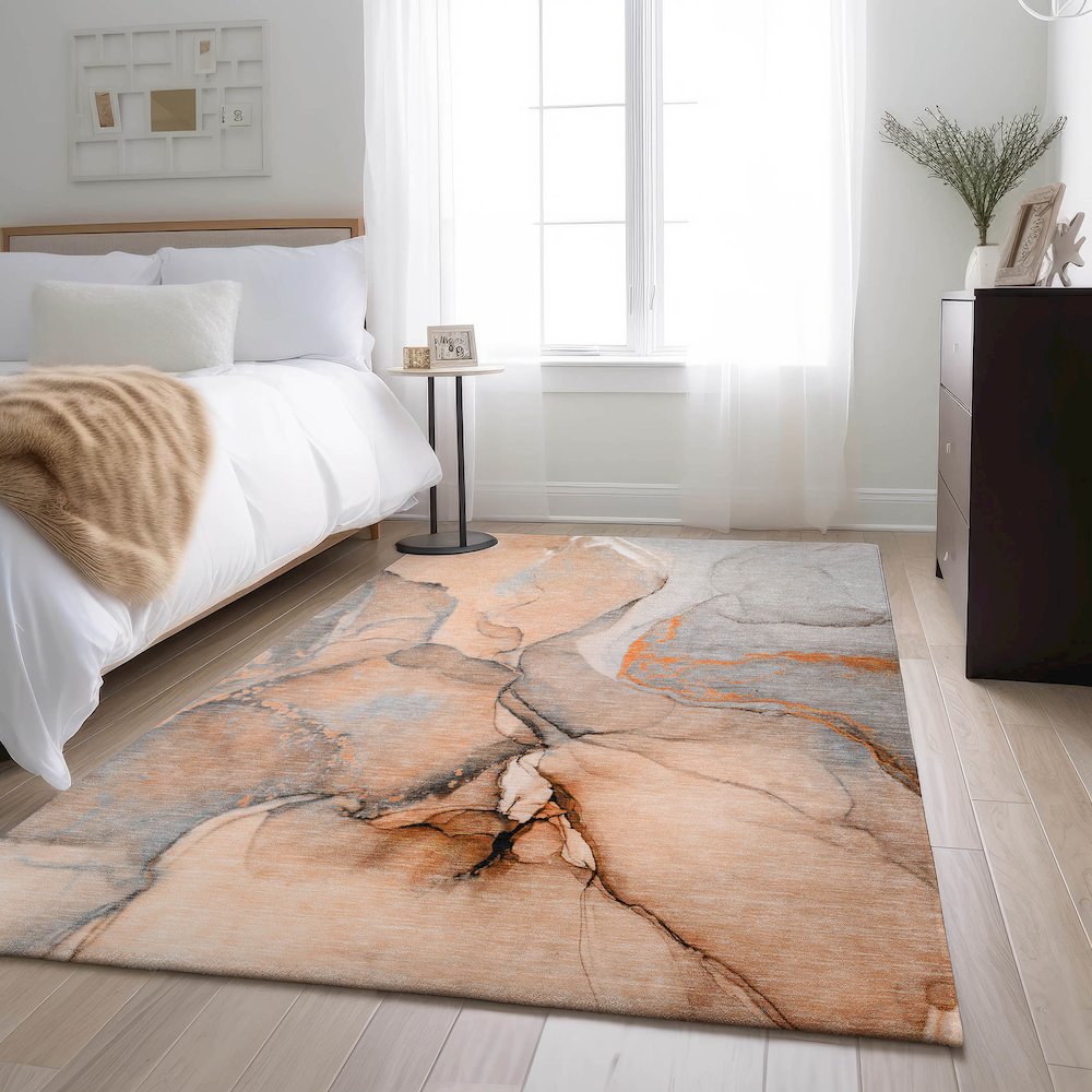 Premium Machine Washable Mayfield  Orange 9' x 12' Rug