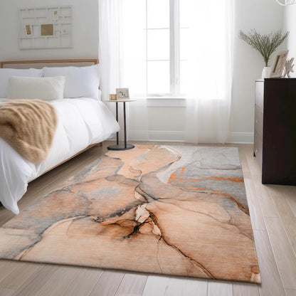 Premium Machine Washable Mayfield  Orange 9' x 12' Rug