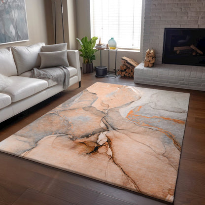 Premium Machine Washable Mayfield  Orange 9' x 12' Rug