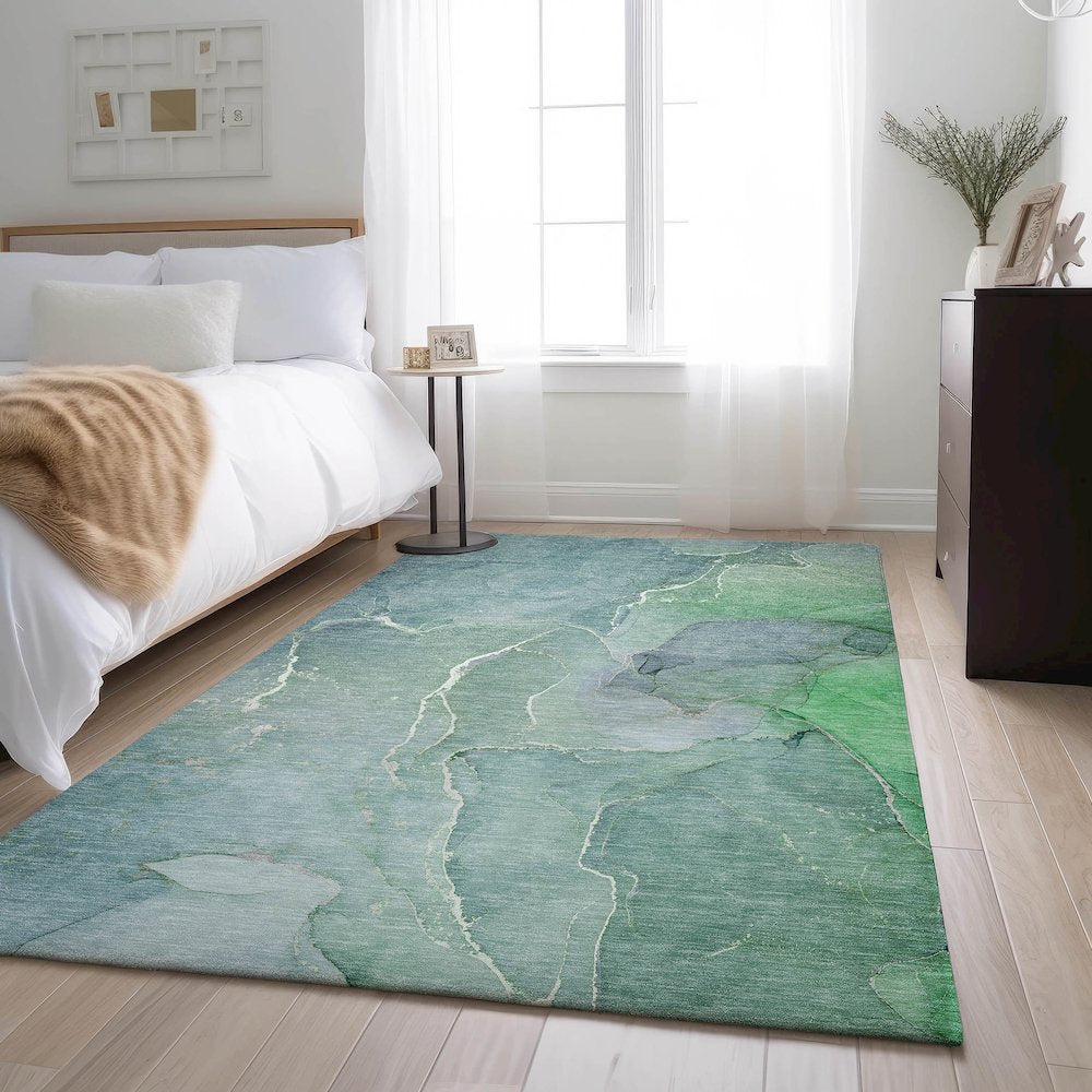 Premium Machine Washable Mayfield  Teal 9' x 12' Rug