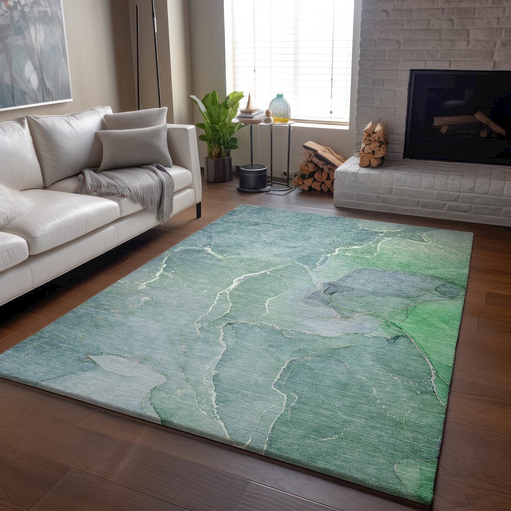 Premium Machine Washable Mayfield  Teal 9' x 12' Rug
