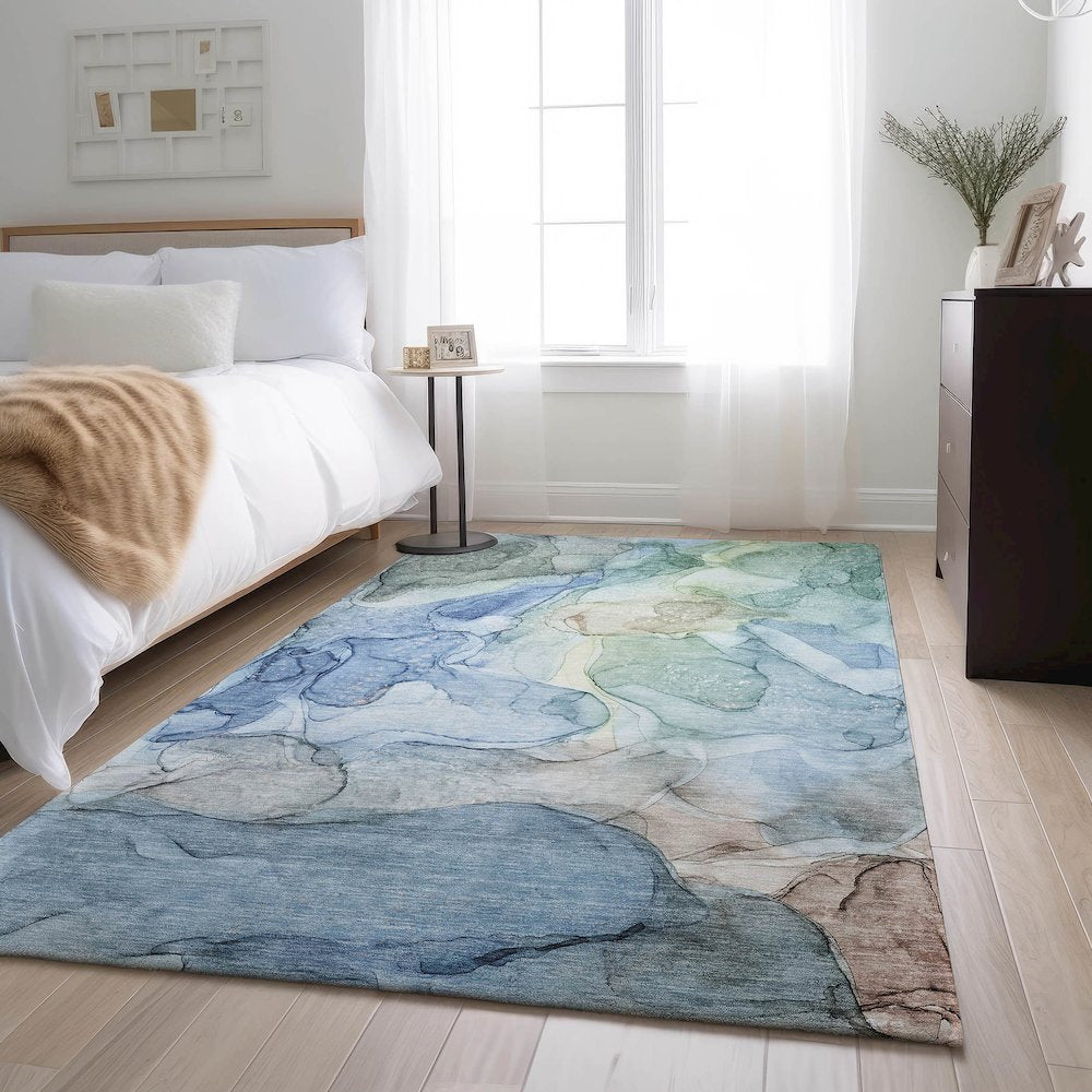 Premium Machine Washable Mayfield  Blue 9' x 12' Rug