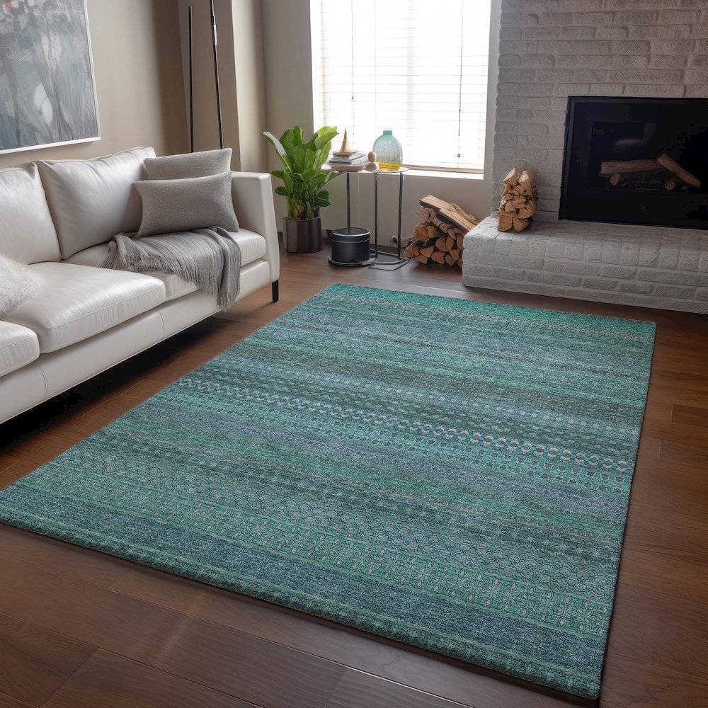 Premium Machine Washable Mayfield  Turquoise 9' x 12' Rug