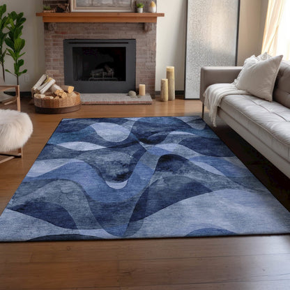 Premium Machine Washable Mayfield  Navy 9' x 12' Rug