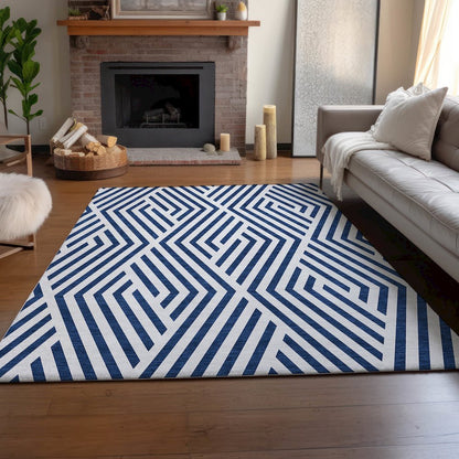 Premium Machine Washable Mayfield  Navy 9' x 12' Rug