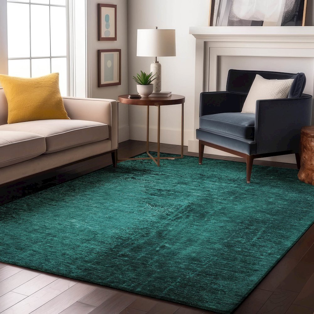 Premium Machine Washable Mayfield  Teal 9' x 12' Rug