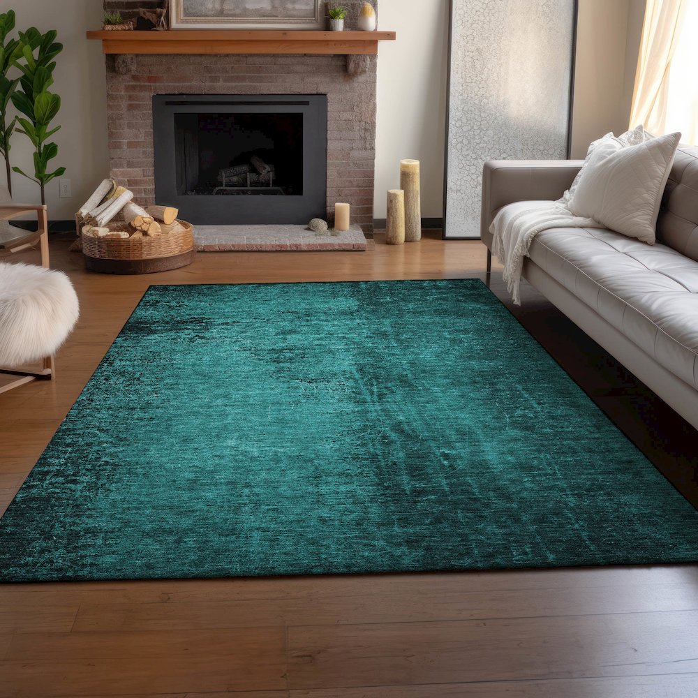 Premium Machine Washable Mayfield  Teal 9' x 12' Rug