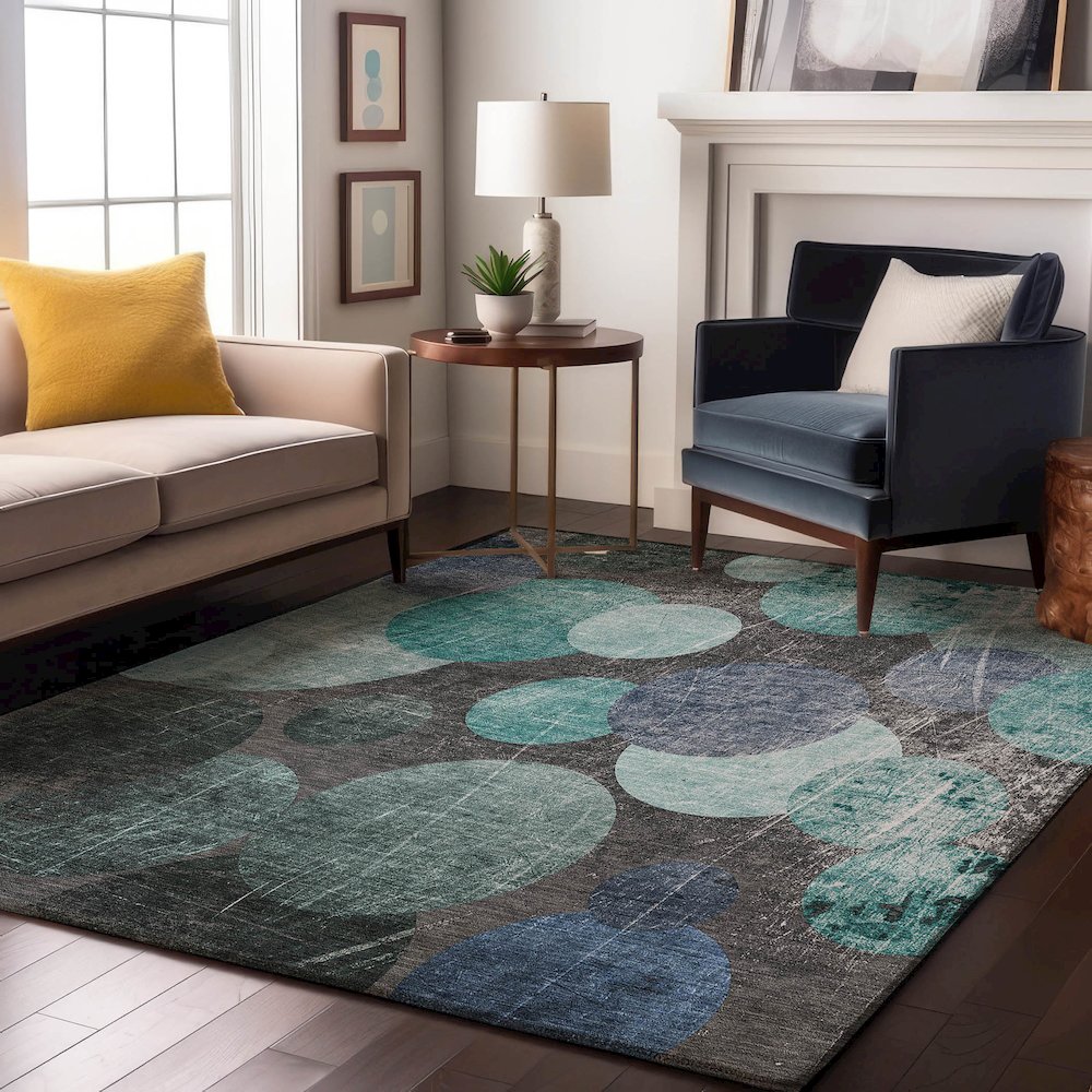 Premium Machine Washable Mayfield  Teal 9' x 12' Rug