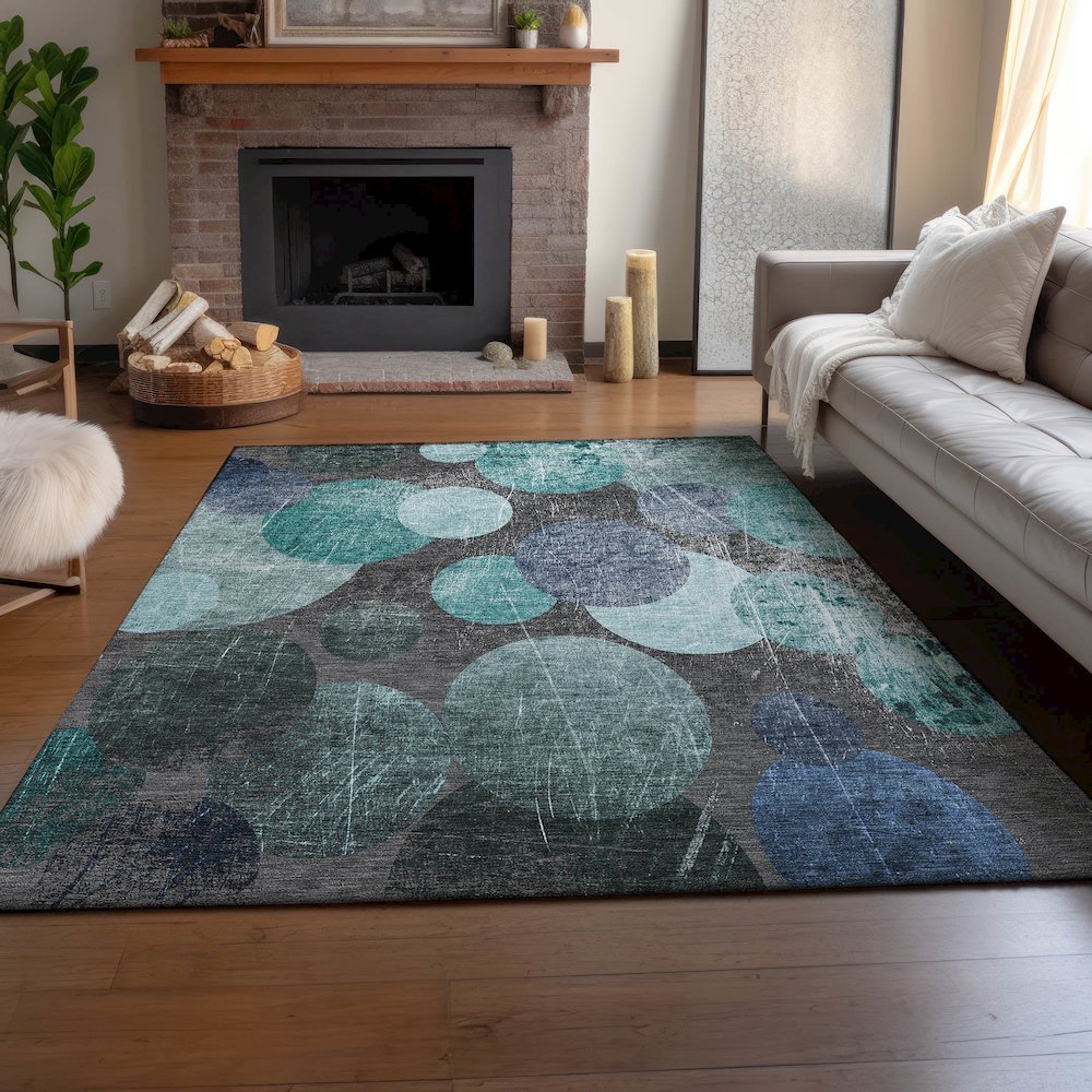 Premium Machine Washable Mayfield  Teal 9' x 12' Rug