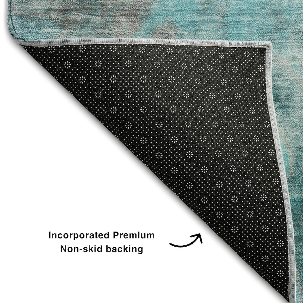 Premium Machine Washable Mayfield  Teal 5' x 7'6" Rug