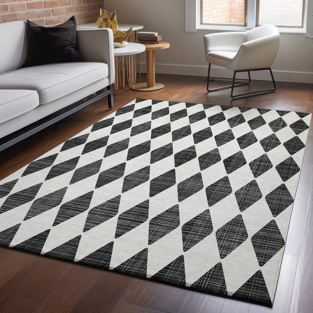 Premium Machine Washable Mayfield  Black 9' x 12' Rug