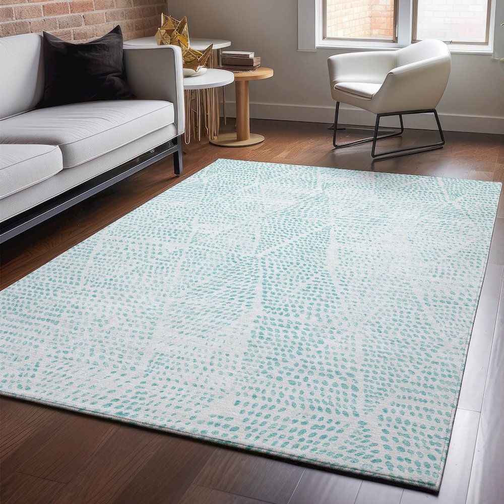 Premium Machine Washable Mayfield  Aqua 9' x 12' Rug