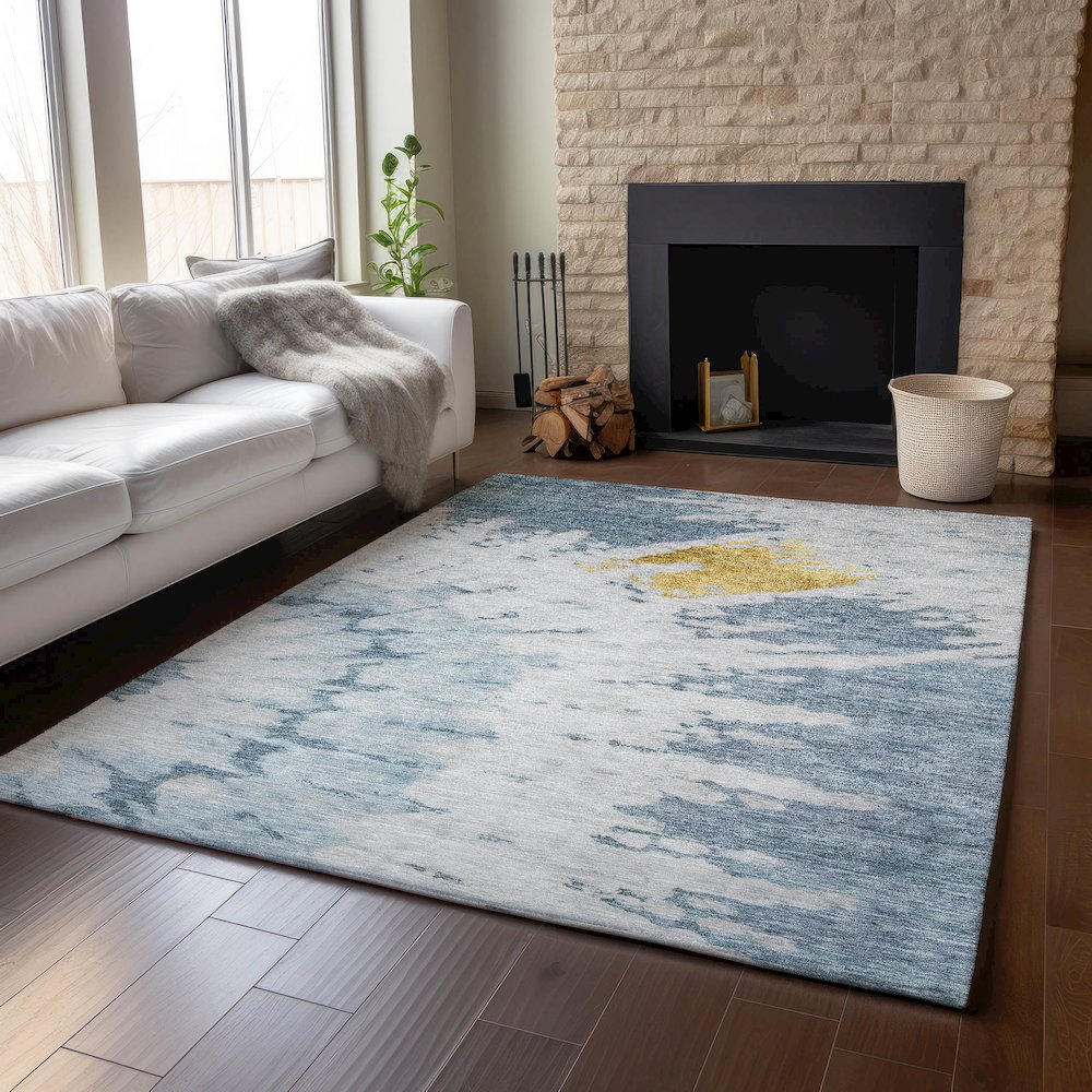 Premium Machine Washable Mayfield  Blue 9' x 12' Rug