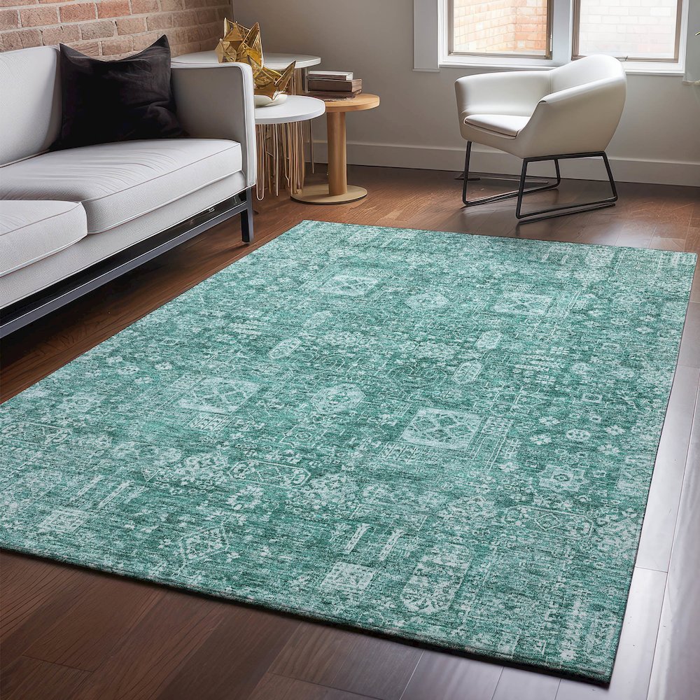 Premium Machine Washable Mayfield  Teal 9' x 12' Rug