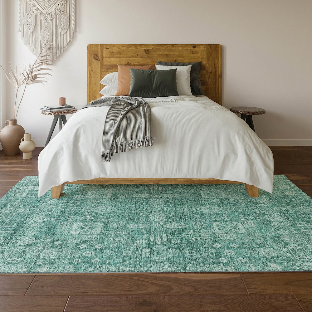 Premium Machine Washable Mayfield  Teal 9' x 12' Rug