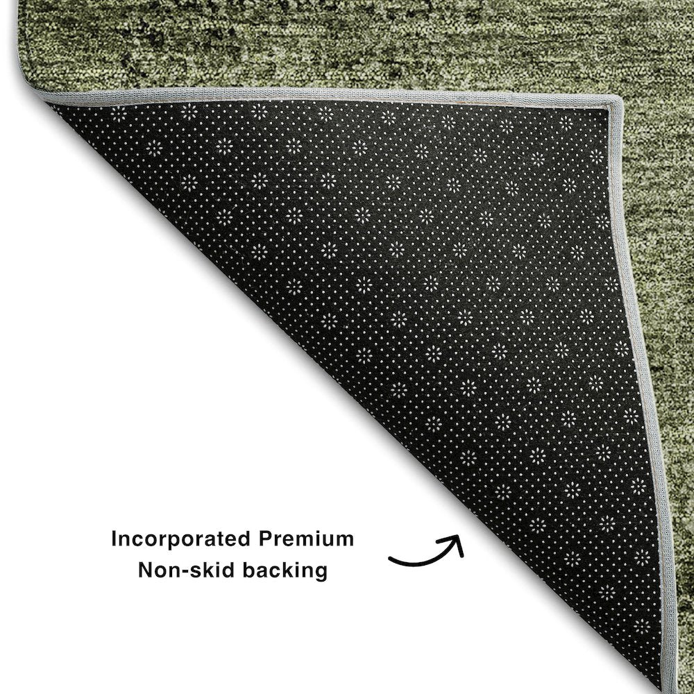 Premium Machine Washable Mayfield AMF667 Olive 5' x 7'6" Rug