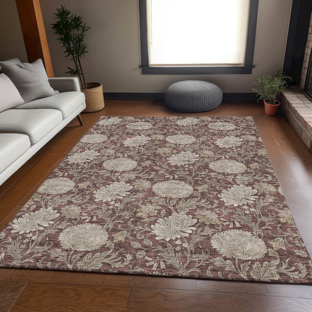 Premium Machine Washable Mayfield AMF677 Merlot 9' x 12' Rug