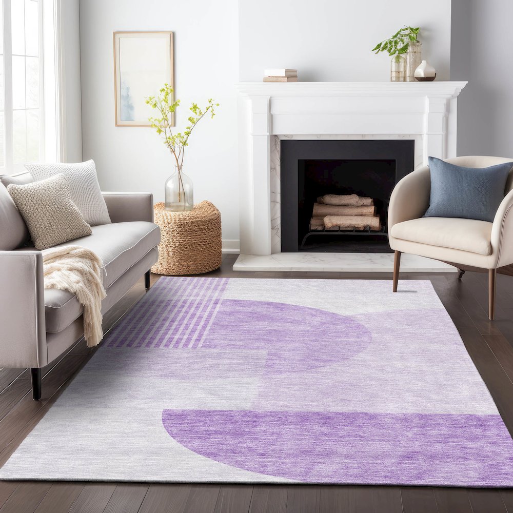 Premium Machine Washable Mayfield AMF678 Purple 9' x 12' Rug