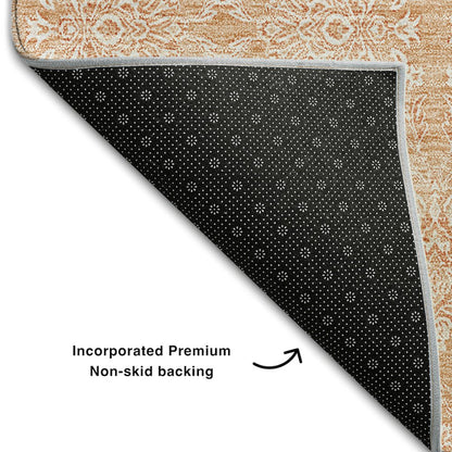 Premium Machine Washable Mayfield AMF703 Peach 5' x 7'6" Rug