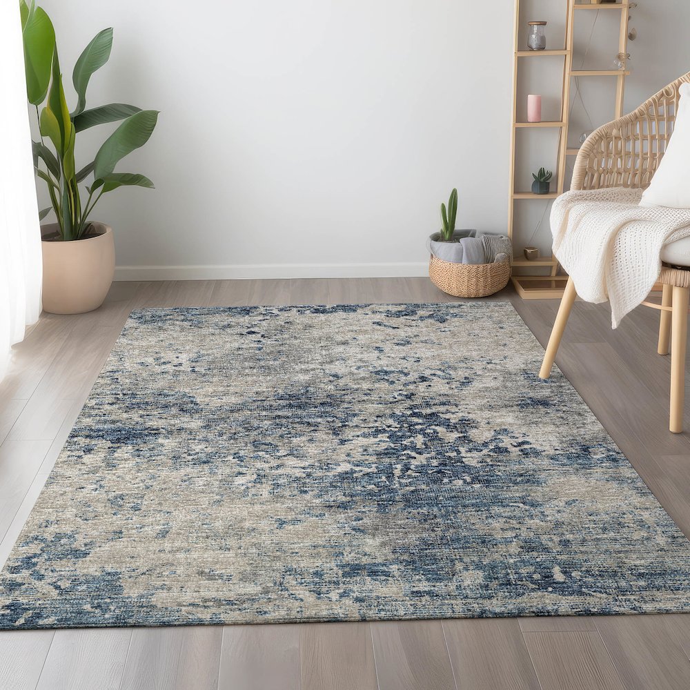Premium Machine Washable Mayfield  Blue 9' x 12' Rug
