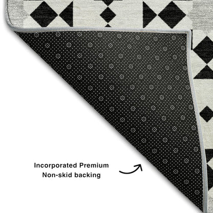 Premium Machine Washable Mayfield AMF734 Black 5' x 7'6" Rug