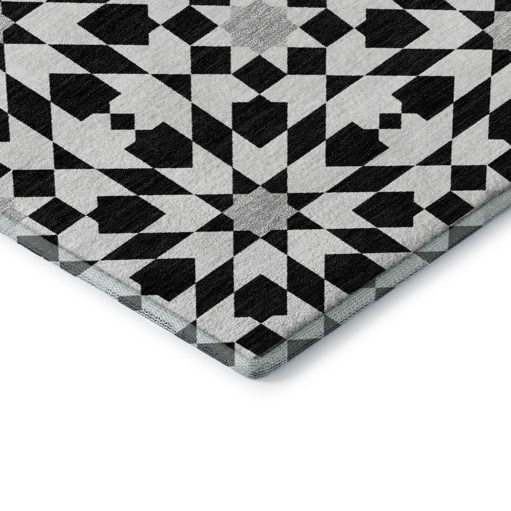 Premium Machine Washable Mayfield AMF734 Black 5' x 7'6" Rug