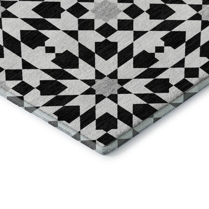 Premium Machine Washable Mayfield AMF734 Black 5' x 7'6" Rug