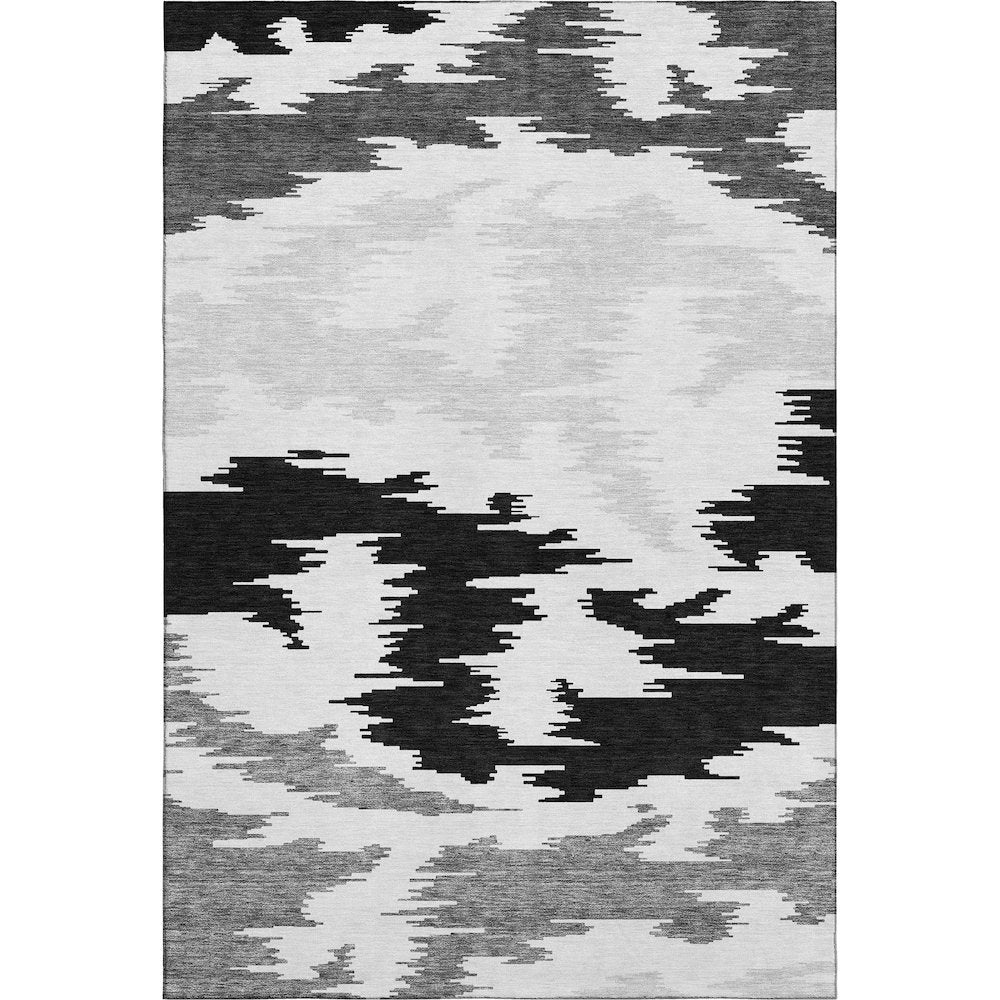 Premium Machine Washable Mayfield AMF746 Black 9' x 12' Rug